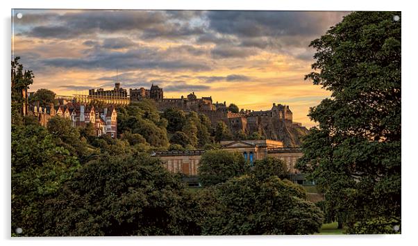 Beautiful Sunset over Edinburgh Castle Acrylic by Miles Gray