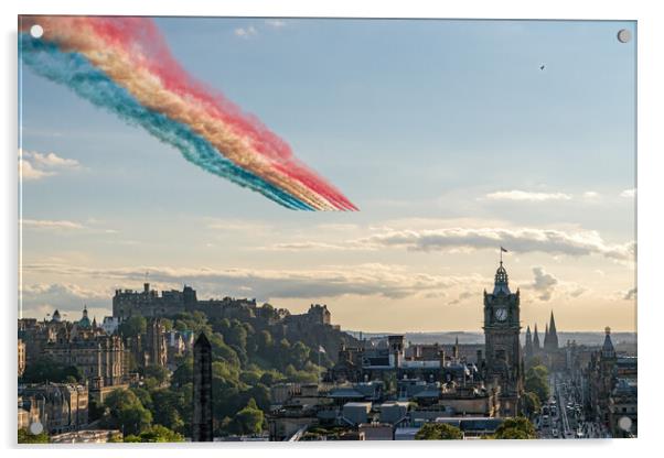 The world famous Red Arrow's over the Edinburgh skyline Acrylic by Miles Gray