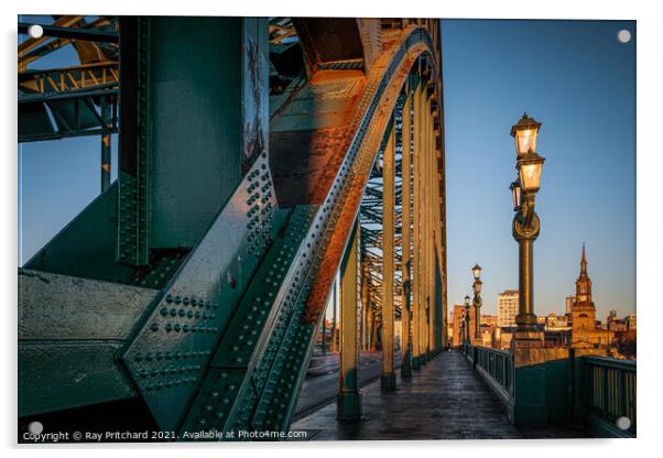 Walking Over The Tyne Bridge  Acrylic by Ray Pritchard