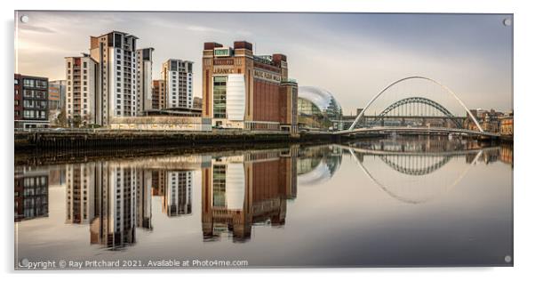 River Tyne Reflections Acrylic by Ray Pritchard