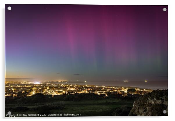 Aurora Over South Shields Acrylic by Ray Pritchard