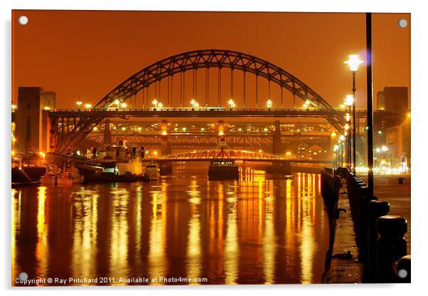 Red Hazy Tyne Acrylic by Ray Pritchard