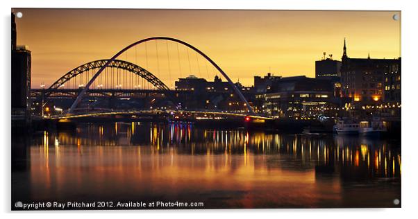 Sunset Time On the Tyne Acrylic by Ray Pritchard
