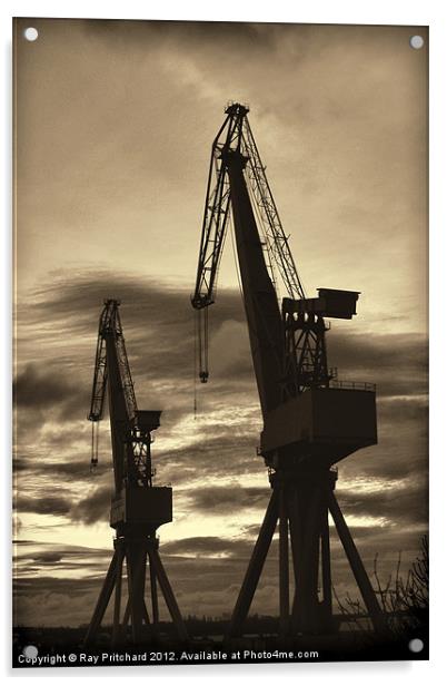 Vintage Cranes Acrylic by Ray Pritchard