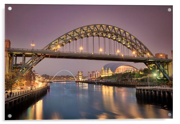 Tyne Bridge over the Tyne Acrylic by Ray Pritchard