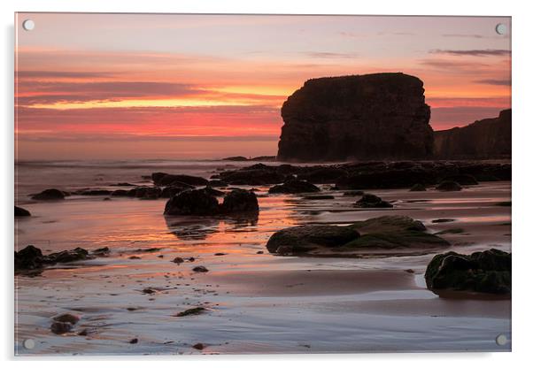 Marsden Rock Sunrise Acrylic by Ray Pritchard