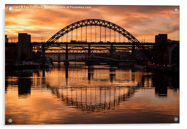 Sunset On the Tyne Acrylic by Ray Pritchard