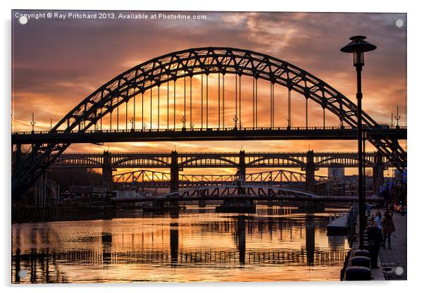 Sunset on the Tyne Acrylic by Ray Pritchard