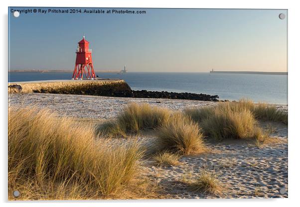 South Shields Groyne and Herd Lighthouse Acrylic by Ray Pritchard