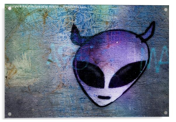 Alien Graffiti Purple Acrylic by Ray Pritchard