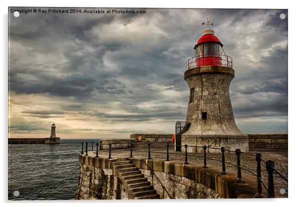 South Shields and Tynemouth Lighthouses Acrylic by Ray Pritchard