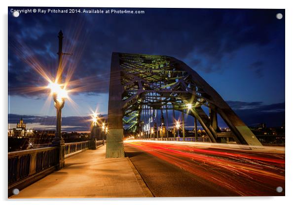 Light Trails over the Tyne Bridge Acrylic by Ray Pritchard
