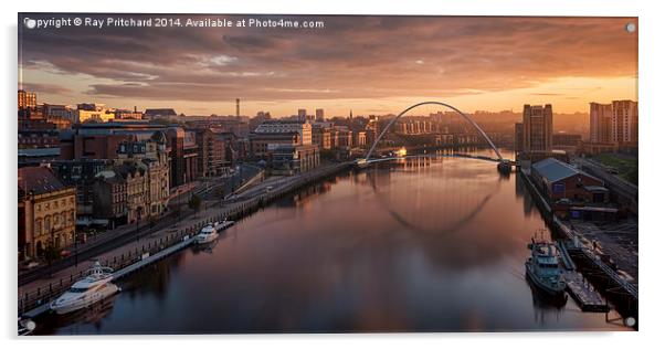 Sunrise Over Newcastle Acrylic by Ray Pritchard