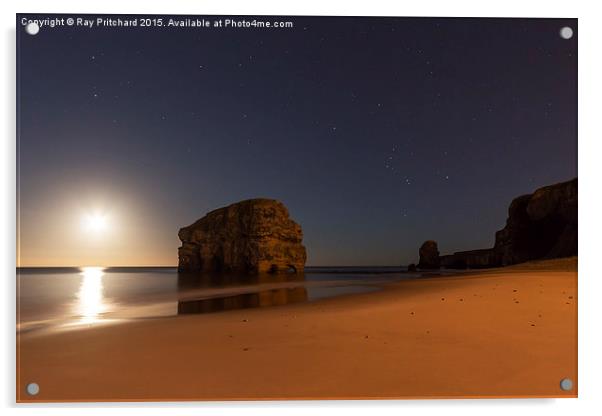  Moon Rise Over Marsden Bay Acrylic by Ray Pritchard