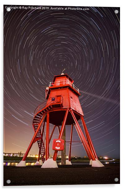   Herd Lighthouse With Star Trails  Acrylic by Ray Pritchard