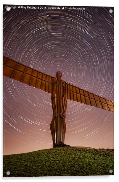   Angel of the North with Star Trails Acrylic by Ray Pritchard