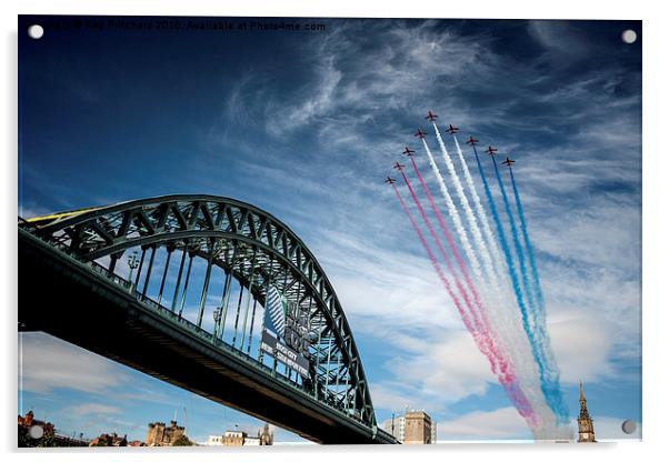  Red Arrows Flying Over The Tyne Bridge Acrylic by Ray Pritchard