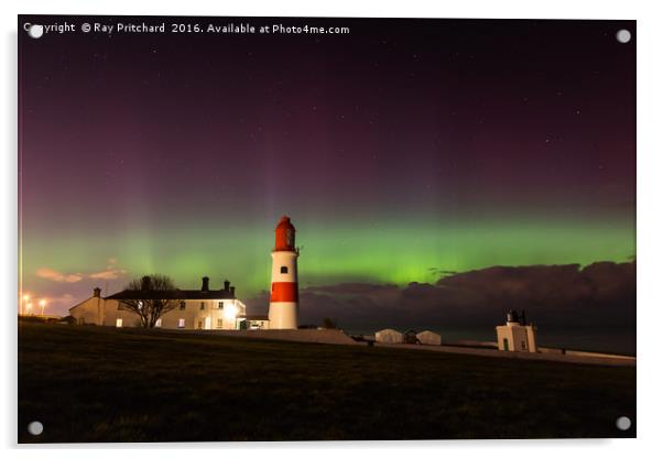 Souter Lighthouse Aurora Acrylic by Ray Pritchard