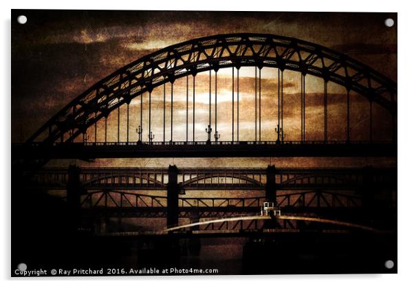 Textured Tyne Bridges Acrylic by Ray Pritchard