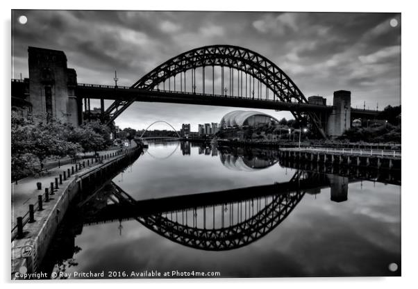 Black and White Tyne Bridge Acrylic by Ray Pritchard