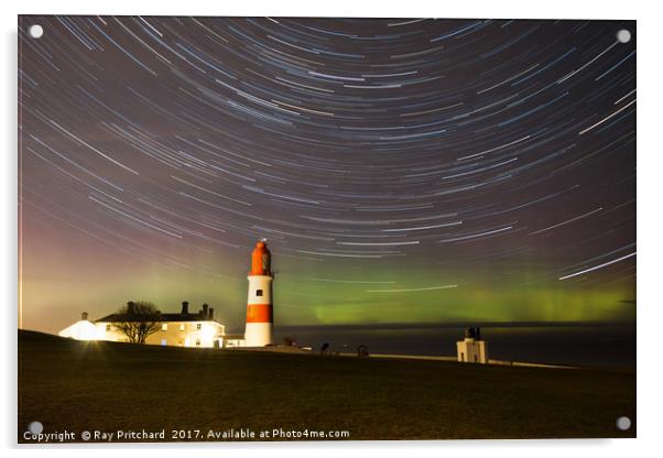 Aurora at Souter Lighthouse  Acrylic by Ray Pritchard