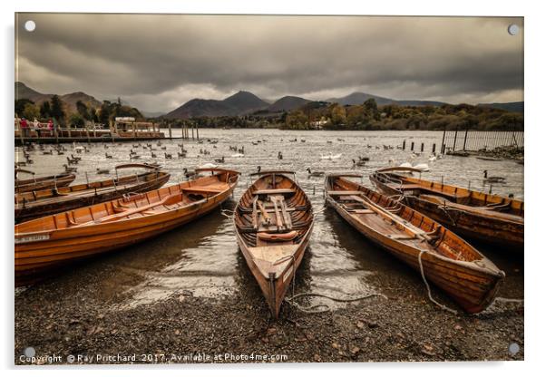 Derwent Water Boats Acrylic by Ray Pritchard