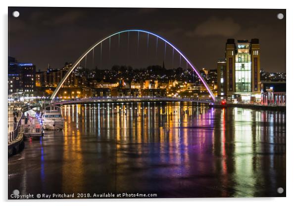 Gateshead Millennium Bridge Acrylic by Ray Pritchard