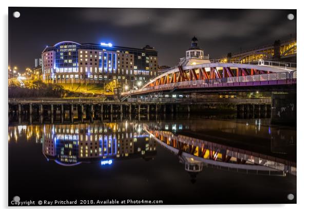 The Hilton and the Swing Bridge Acrylic by Ray Pritchard