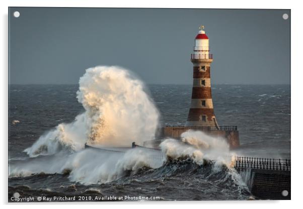 Roker Lighthouse Acrylic by Ray Pritchard