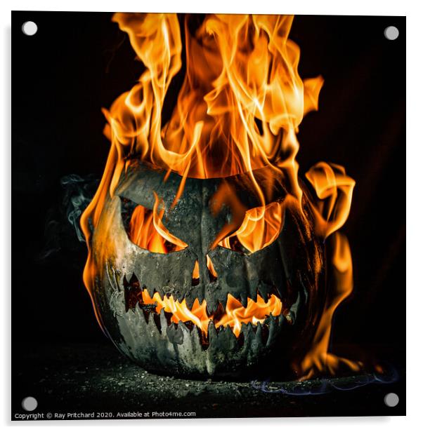 Pumpkin On Fire  Acrylic by Ray Pritchard