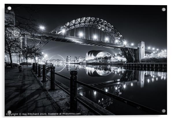 Tyne Bridge at Night Acrylic by Ray Pritchard