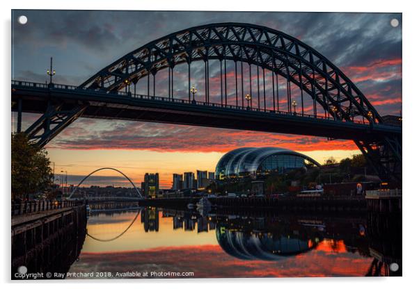 Sunrise Over the Tyne Acrylic by Ray Pritchard