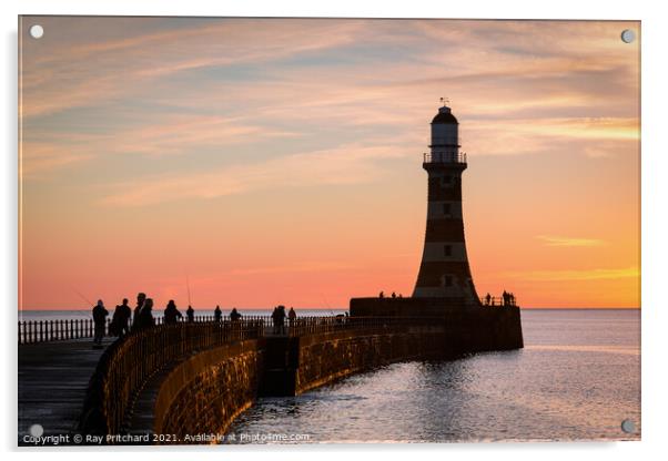 Roker Lighthouse Acrylic by Ray Pritchard