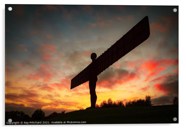 Angel of the North at Sunset  Acrylic by Ray Pritchard