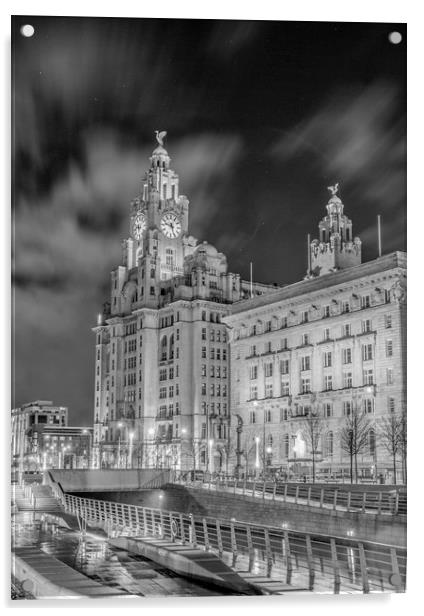 Liver Building Night Time Print Acrylic by James Harrison