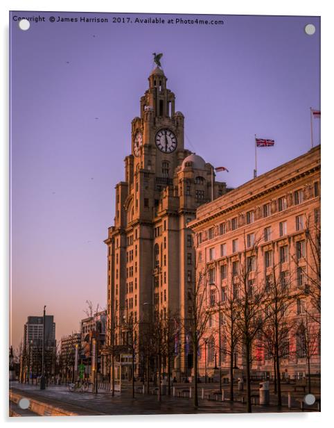 The Liver Building - Purple Skies Acrylic by James Harrison