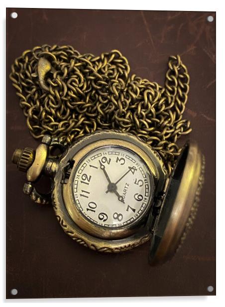 Brass Pocketwatch Acrylic by Jacqui Farrell