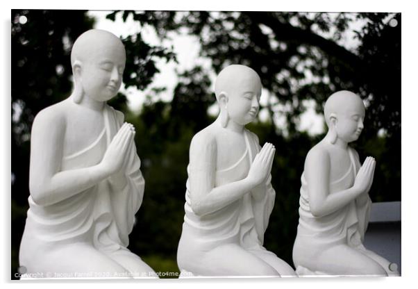 Praying Buddhist Statues  Acrylic by Jacqui Farrell