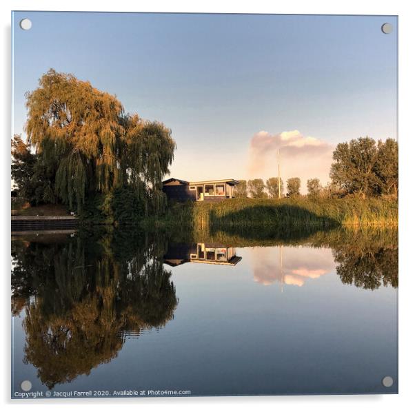 Denver Sluice Reflection Norfolk Acrylic by Jacqui Farrell