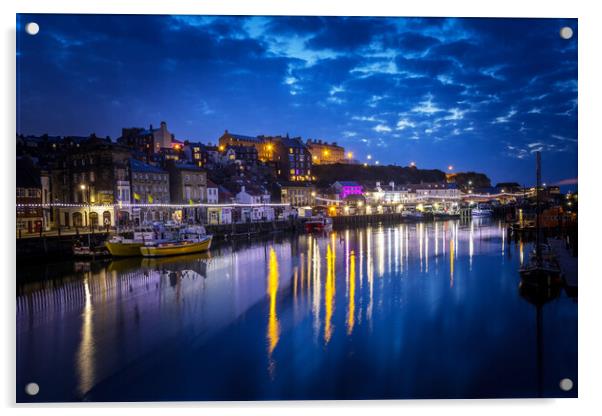 Whitby at night Acrylic by chris smith