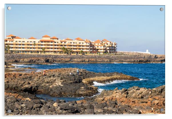 People fishing ,  Fuerteventura, Spain Acrylic by chris smith