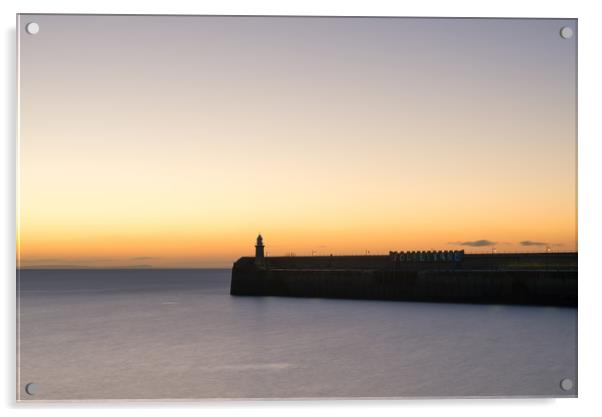 Pre-dawn at Folkestone Harbour Arm  Acrylic by Stewart Mckeown