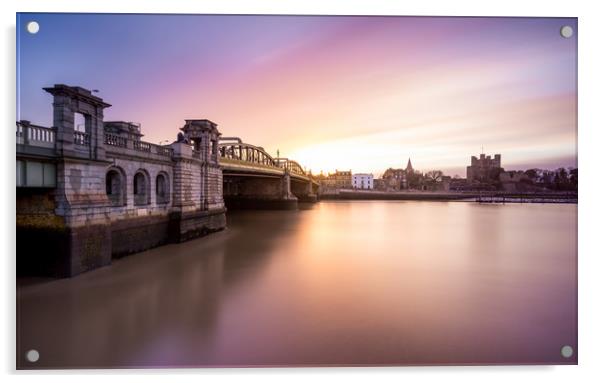 Rochester Bridge Sunrise Acrylic by Stewart Mckeown