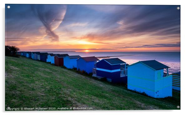 Tankerton Huts Sunset Acrylic by Stewart Mckeown