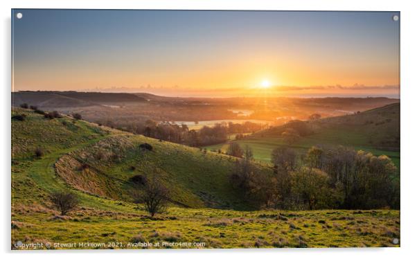 Sunrise on the Downs Acrylic by Stewart Mckeown