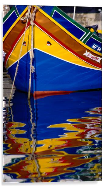 Traditional Fishing Boat, " Luzzuis " Malta. Acrylic by Philip Enticknap