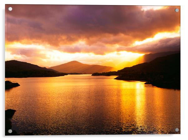 Sunset over Killarney Lake ,County Kerry Ireland  Acrylic by Philip Enticknap