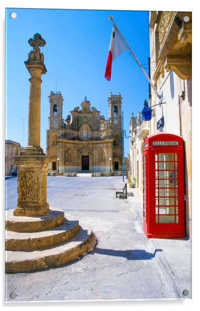 Village Square , Gharb GOZO - Maltese Islands  Acrylic by Philip Enticknap