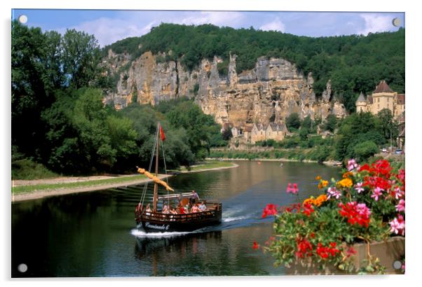 La Roque Gageac, Dordogne , France. Acrylic by Philip Enticknap