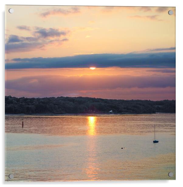 Sunset Wootton Creek Isle of Wight  Acrylic by Philip Enticknap